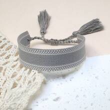 1 buah Gelang Kreatif Minimalis Vintage Anyaman Bohemian Buatan Tangan, Unisex - Grey - View 3