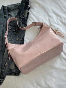 Large Capacity Casual Shoulder Bag, New Fashion Dumpling Shape Crossbody Bag, Ins Style Student Commute - Pink - View 6