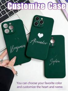 1个定制名字手机壳，个性化名字设计手机套，定制名字手机壳，心形手机壳，周年纪念礼物，情人节礼物，礼物，生日礼物，结婚礼物，母亲节礼物，父亲节礼物，送给闺蜜的礼物，送给爸爸妈妈的礼物，送给男朋友的礼物，送给女朋友的礼物，国际版，非国内版 - 薄荷綠 - 查看 6