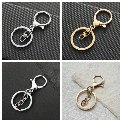 4pcs Plain Color Casual Zinc Alloy Keychain, All Year Round