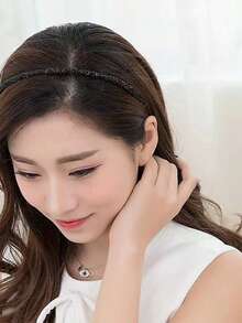 1pc Versatile Shiny Pearl Headband, Suitable For Daily Wear In Spring And Summer - Silver - View 1