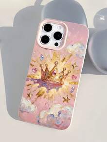 1件装时尚个性化油画皇冠图案防震浅粉色液态直边TPU手机壳，适用于 16 Pro Max/16/16 Pro/16 Plus/15/15 Pro Max/15 Pro/11/12/13/14 Pro Max/11 Pro/11 Pro Max/12 Pro/12 Pro Max/13 Pro/13 Pro Max/14 Pro/14 Pro Max，柔软舒适，尽显优雅气质 - 彩色 - 查看 3