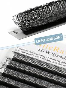 Ravi 12Rows C/D Curl 5D W Shape Eyelash Extension Hand Woven Soft Light Natural Lashes Premade Volume Fan Eyelashes Lash Clusters,Eye Lash Clusters,Individual Eyelashes,Lashes,Fake Lashes - Black - View 4