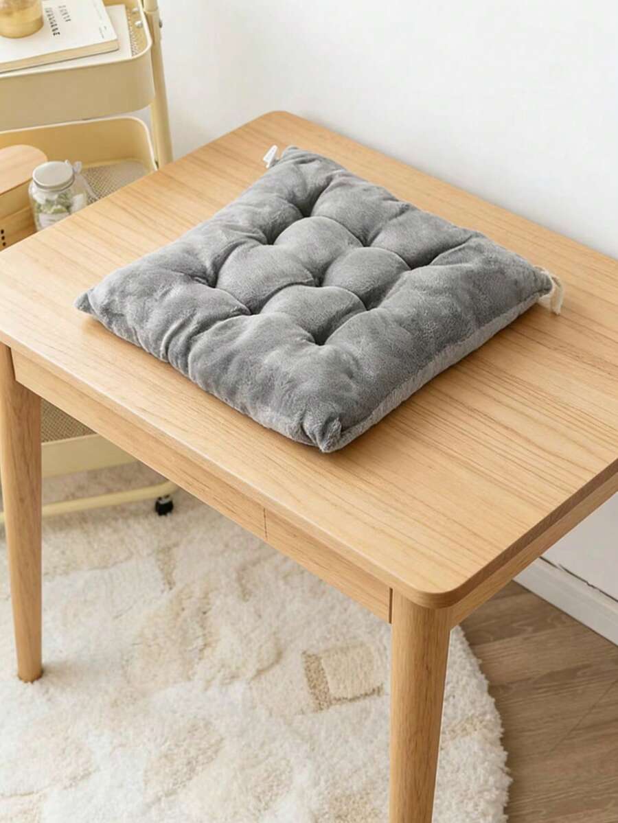 1pc Anti-Slip Cushion Pad, Thick Plush Seat Cushion For Student, Classroom Bench, Office Chair - Gray Seat Cushion - View 1