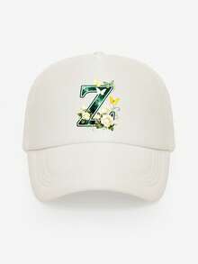 1pc Unisex Butterfly & Flower Letter Print Breathable Mesh Cap, Choose From 26 Letters, Fashionable Lightweight Sun Protection Hat For Spring/Summer Outdoor Daily Use, Suitable As Gift - White - View 34