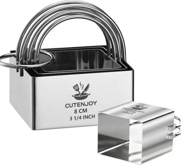 4 Pieces Square Cookie Cutters - 2inch, 2.25inch, 2.75inch, 3.15inch Stainless Steel Biscuit Cutter With Handle And Big Ring, Professional Baking Dough Cutter Tools For Cakes, Sandwiches