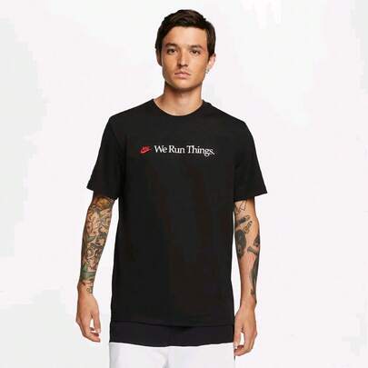  Camiseta Nike Sportswear Airathon Letter de manga corta, unisex, negra