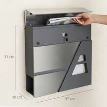HOMCOM Mailboxes - Dark Grey - View 4