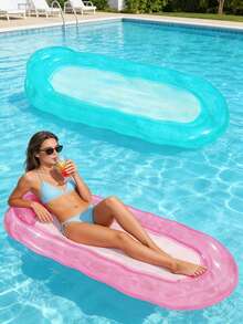 1 pieza Flotador inflable para piscina, diseño de onda, unicolor transparente minimalista, adecuado para piscina, fiesta en la piscina, flotadores inflables acuáticos, dispositivo flotante inflable, fiesta en la playa, actividades en la playa, material de PVC duradero, portátil, requiere compra por separado de una bomba de aire - Sillón reclinable con diseño de ondas - Ver 3