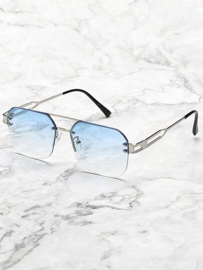 Unisex Metal Half-Frame Decorative Fashionable Oversized Glasses, Casual Elegant, Ideal Accessory For Styling, Creating Street Style, Suitable For Pairing With Sweaters, Jackets, Hoodies, Jumpsuits, Leather Pants And Cargo Pants, Perfect For Outdoor Activities And Travel.