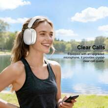 SUNJOM Wireless Bluetooth Over Ear Headphones Up To 28H Battery Life Headset With Microphone Gym Overhead Headphones Compatible With IOS & Android Mobile Phones,Computers,Laptop(Silver) - Silver - View 4