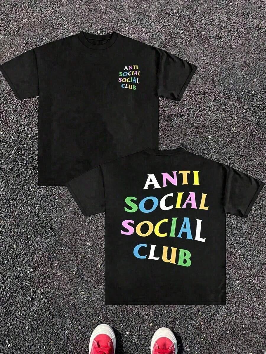 Graphic Tees Women, Double Sided Digital Print T-Shirt, Streetwear, Urban, Casual, Relaxed Fit, Free Shipping - 黑色 - 查看 1