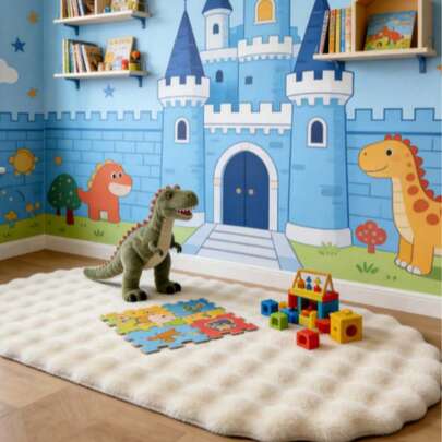 1pc White Bubble Plush Decorative Carpet, Bedroom Decor, Small Rug, Washable Carpet For Living Room, Bedroom, Home Decor, Outdoor