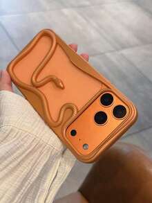 New Creative Hollow Spray-Painted Orange Snake Phone Case, Fashionable & Personalized, Compatible With IPhone 11/12/13/14/15/16/17 Pro/17 Pro Max, Galaxy S22/23/24/25 Ultra, Shockproof Full Coverage - Orange - View 1