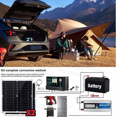6000W-10000W Solar Power Kit: Off-Grid Inverter (12V To 110V/220V) + 2pcs 300W Solar Panels + Charge Controller