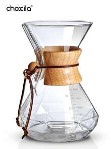 choxila 1 pieza Cafetera de vidrio para verter, cafetera de vidrio con marco de madera moderna - Cafetera - Ver 1