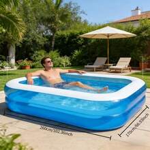 1 Stück extra dickes 3-Schicht PVC aufblasbarer Schwimmpool - robuster transparenter faltbarer Outdoor-Pool mit Antileck-Ventil und Sturzsicherung, geeignet für Schwimmpartys und Gartennutzung (Selbstmontage, verschiedene Größen erhältlich), für 1-3 Personen geeignet - Verschiedenfarbig - Übersicht 5