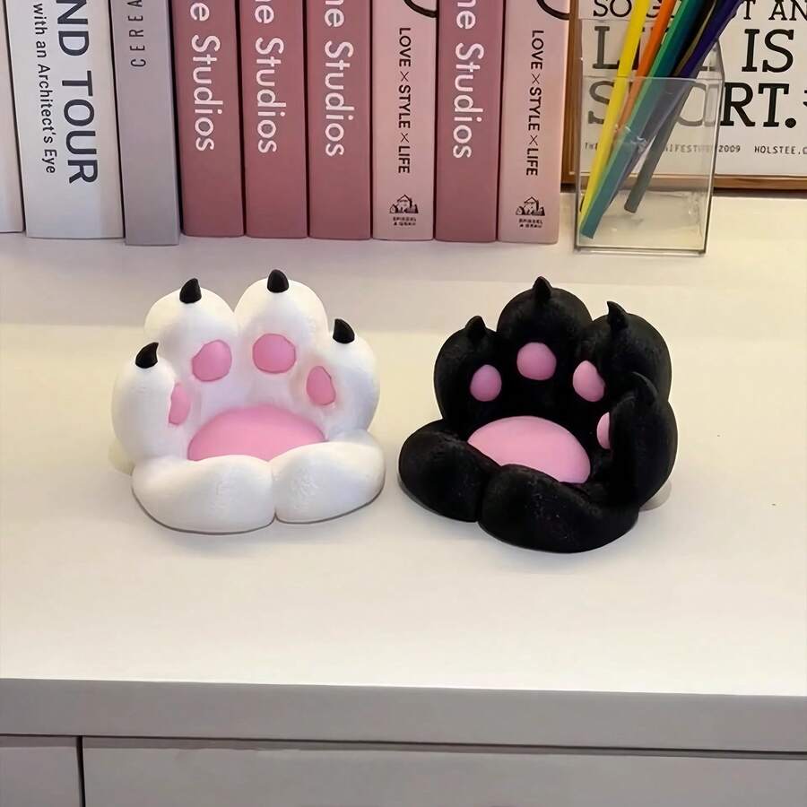 1个可爱猫爪加厚耐用手机支架，简约塑料动漫女孩桌面伴侣