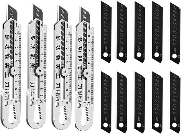 4 Piece Utility Knife Set With Extra Blades Stainless Steel Craft Knife For Diy Projects