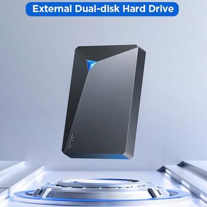 EAGET 便携式外置硬盘，双盘位，单盘容量 500GB，超薄 2.5 英寸 USB 3.0，适用于台式机和笔记本电脑，可扩展存储并进行备份，传输速度快。