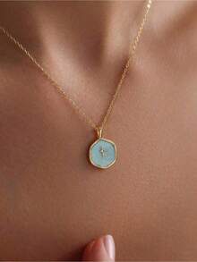 Mother's Day And Valentine's Day Gift Recommendation: Women's Petite Cross Necklace Delicate 14K Gold Silver Plated Cross Pendant Necklace Cute Small Cross Choker Minimalist Religious Jewelry Lovely Gift Christian Gift Suitable For Women And Teens Wearable Year-Round Also Suitable For Christmas - Hình chữ thập trên nền xanh dương với những giọt dầu chảy. - Xem 2