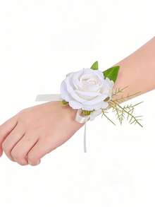 Bộ hoa cài áo và hoa cài ve áo cưới, vòng tay hoa giả, vòng tay hoa cài áo dự tiệc, hoa cài ve áo cho nam, phụ kiện hoa cưới, trang trí vest dự tiệc. - Nhiều màu - Xem 20