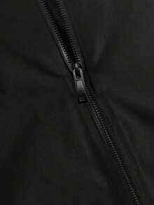 Men's Long Sleeve Casual Lightweight Bomber Rave Jacket, Spring Autumn Zippered Baseball Collar Outerwear - Black - View 7