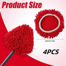 4 Pack Mop Head Replacement Compatiable With Ocedar EasyWring Mop,Mop Heads Refill For Easywring Spin Mop 1 Tank System - Microfiber Chenille, Easy To Replace,Deep Floor Cleaning And Machine Washable - Màu đỏ - Xem 2