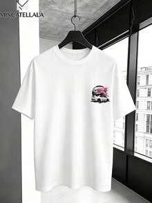 2026 Topp JDM-bil med körsbärsblommor och landskapsmönster herr-T-shirt, herrkläder, tryckt T-shirt, herrpresent, semesterkläder, casual loungewear, moderiktig, unisex - Vitt - Visa 6