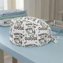 Serious Goose Scrub Cap: Funny Nurse Euro Hat, White Cotton Tie Back, Vet Gift.The Perfect Gift Choice For Valentine's Day, Birthdays, Anniversaries, Or For Your Boyfriend, Girlfriend, Family, Or Best Friend., Fashionable Wear, And Hair Protection.The Perfect Gift Choice For Valentine's Day, Birthdays, Anniversaries, Or For Your Boyfriend, Girlfriend, Family, Or Best Friend. - 預設 - 查看 3