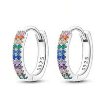 925 Sterling Silver Hoops Earrings Hypoallergenic Hoops Earrings With Zirconia Fashion High Quality Jewelry For Women Girls - Multicolor - View 17