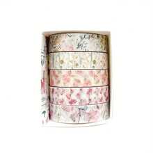 5 Rolls Of Washi Tape Floral Series Tear-Free Decorative Stickers For Journals, Photo Albums, Schedules, And Party Decorations - Washi Tape - 1 - View 2