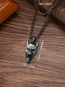 男士恶魔吊坠项链，中世纪黑白骷髅设计，神秘符号，男士完美礼物，暗黑美学派对饰品 - 項鍊 - 查看 5