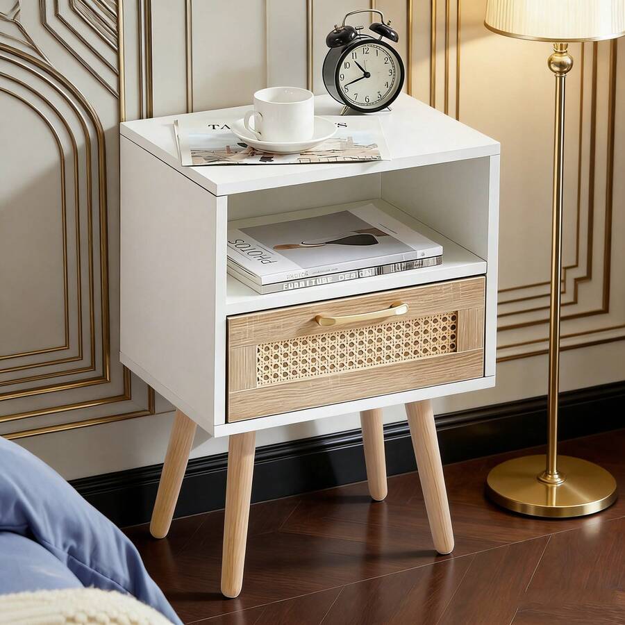 Nightstands - White+Natural + MDF - View 1