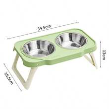Stainless Steel & Plastic Pet Bowls With Stand, Dual Bowl Design Suitable For Small Dogs And Cats - Stainless Steel Double Bowl - View 6