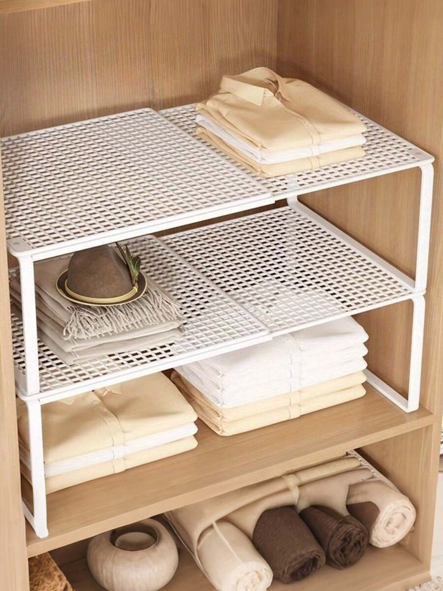 Expandable Wardrobe Organizer Rack - Space-Saving Vertical Storage Rack With Adjustable Height, Suitable For Clothes, Shoes, And Cabinets - Easy To Install, For Wardrobe Organization, Home Organization, Simple Design, Sturdy Structure, Home Storage - Multicolor - View 1