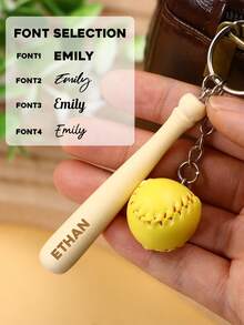 Custom Baseball Bat Keychain With Name, Personalized Sports Key Chain For Bag Backpack Keys-With Box/Without Box, Customized Softball Charm For Team Player Fan, Everyday Accessory And Game Day Keepsake, Customizable Birthday Father'S Day Gift, Unique Present For Husband Sports Lover - Style a - View 5