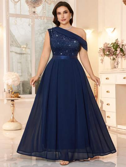 Đầm maxi dự tiệc trang trọng, đính sequin, ren hoa, cổ áo bất đối xứng, tay áo choàng, gấu váy xếp ly bằng chiffon, thích hợp cho khách dự đám cưới, sinh nhật, lễ tốt nghiệp, tựu trường và các dịp khác.
