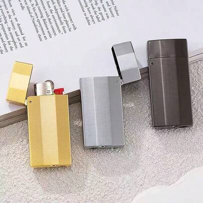 1pc Metal Lighter Case With Built-In Bottle Opener - Portable Decorative Metal Beer Bottle Opener Lighter Shell, Flip-Top Cover Lighter Case Suitable For BIC J5 Full Size Shell, Ideal Gift For Christmas And Halloween, Fashionable Lighter Protective Cover | Elegant Appearance