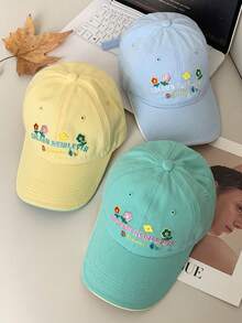 1 buah Topi Baseball Wanita Gaya Korea Motif Bunga Kuning dengan Pinggiran Lebar dan Mahkota Dalam, Minimalis, Enerjik, Imut, Serbaguna, Gaya Kampus untuk Musim Semi/Panas, Cocok untuk Wanita dengan Lingkar Kepala Besar, Memiliki Lubang untuk Kuncir Rambut, Cocok untuk Bepergian, Check-in, dan Pemotretan - MultiWarna - View 7
