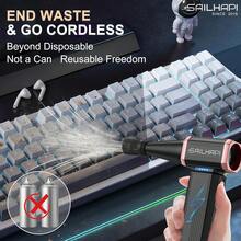 Electric Air Duster, 300000RPM High-Speed Cordless Blower For Barber With Variable Speed & Brushless Motor, Portable Mini Blower For Keyboard, PC, Computer, Replaces Canned Air, Gifts For Men - Black - View 9