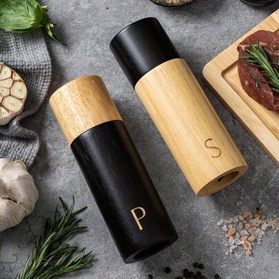 3/2件套盐胡椒研磨器套装，配木勺 - 非常适合烧烤、牛排，木制盐胡椒研磨器套装，盐罐，盐和胡椒，沙拉酱 - 理想的厨房小工具，适合家庭、聚会、餐厅，木制盐胡椒研磨器套装，木制盐胡椒研磨器套装，厨房配件，盐和胡椒套装，户外用餐，家庭烧烤聚会