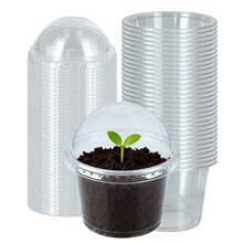 Genomskinliga 10 cm plantskrukor med fuktkupoler, 26 set med fröstartkrukor och lock, mångsidiga små växtbehållare för hem och trädgård - 26 uppsättningar - Visa 6