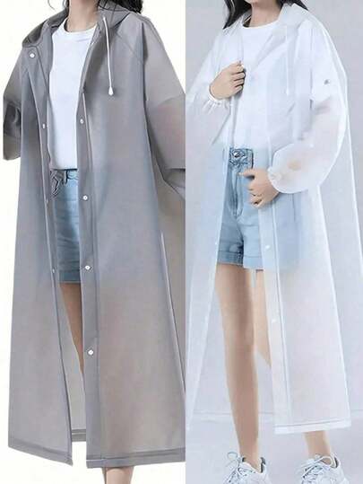 Reusable Hooded Rain Poncho, Unisex EVA Raincoat Lightweight Waterproof Rainwear, Suitable For School, Work, Home, Travel, Back To School, Valentine's Day, Pets, Carnival, Spring/Summer, Bridesmaid Gift, Indoor Decor, Bedroom Decor, Beach, Vacation, Men, Women