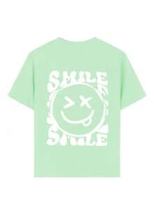 Tween Girls' Casual Funny Print Crew Neck Short Sleeve T-Shirt, Summer Top - Mint Green - View 5