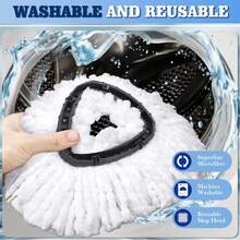 4 paquetes de cabezales de repuesto para mopa giratoria compatibles con el sistema de 1 tanque Oceda EasyWring, mango de mopa de 30-58", juego de cepillo y base, recambios de mopa fáciles de reemplazar y limpiar (Blanco, 1 tanque) - (4+1+1+1) PIEZAS - Ver 4