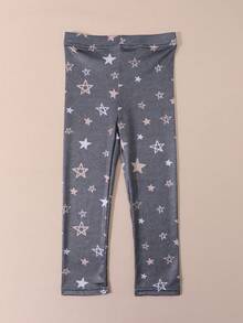 Bộ 4 quần legging in hình thỏ và sao cho bé gái, quần ống lửng trang trí hình trái tim, trang phục thoải mái thường ngày, thích hợp cho mùa xuân/hè. - Nhiều màu - Xem 4