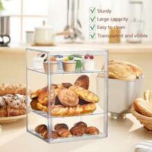4 Layer Acrylic Pastry Display Case – Adjustable Clear Bread Box With Magnetic Door, Countertop Bakery Display For Bagels Muffins Croissants, Easy Clean - View 6
