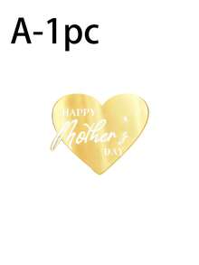 6pcs Gold Mirror Acrylic Cupcake Toppers, Heart Shape Happy Mother's Day Acrylic Cupcake Toppers, Happy Mother's Day Cake Plate Decorations, Round Birthday Party Dessert Baking Cake Decor, Mother's Day Cake Decoration Party Supplier - Gold - View 13