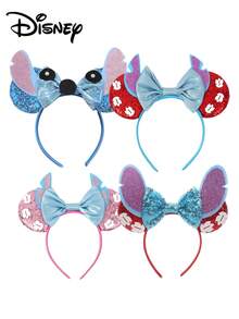 Disney 1件迪士尼系列服装头饰，角色扮演服装，卡通史迪奇和米奇耳朵发箍，节日派对独特设计发箍，女士发饰 - 彩色 - 查看 7